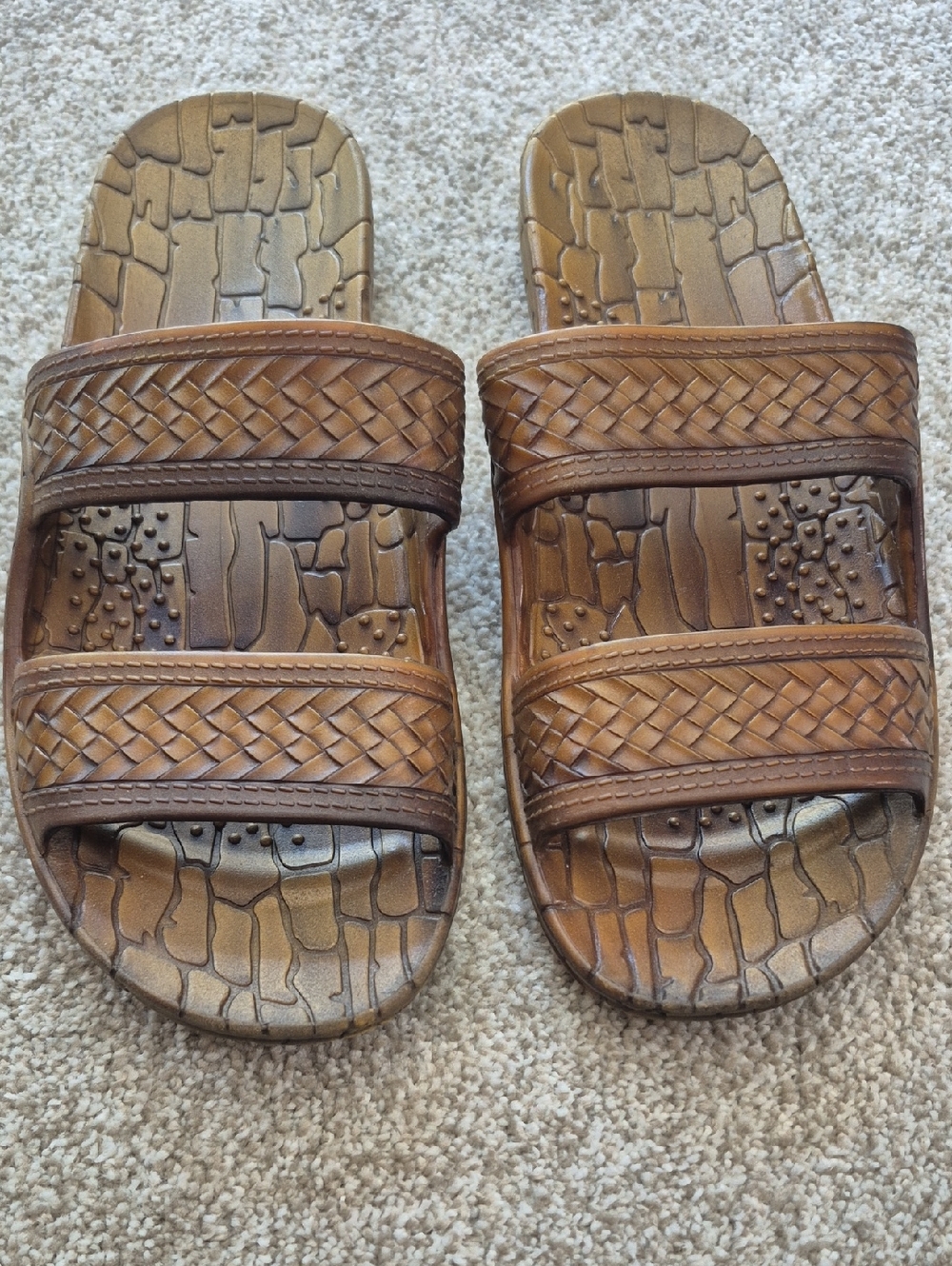 Jesus Sandals By Imperial Hawaii Slides in Two Toned Brown
